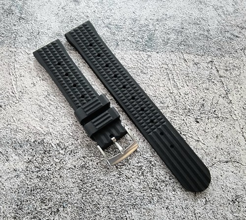 Genuine FKM Rubber Waffle Watch Strap Band Retro Divers Waterproof 20mm 22mm UK - Picture 21 of 50