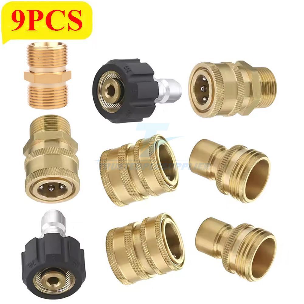 9PC Pressure Washer Adapter Set with M22 Swivel and 3/8