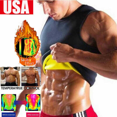 Men Sweat Vest Sauna Shirt Body Shaper Waist Trainer Fat Burn Slimming Shapewear