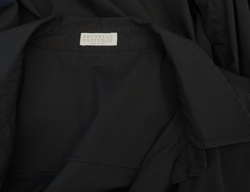 Camicia Brunello Cucinelli blusa marina argento orlo Monili abbottonata taglia large - Foto 7 di 9