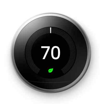 Google Nest 3rd Gen Learning Smart Wi-Fi App Control Thermostat-Stainless Steel