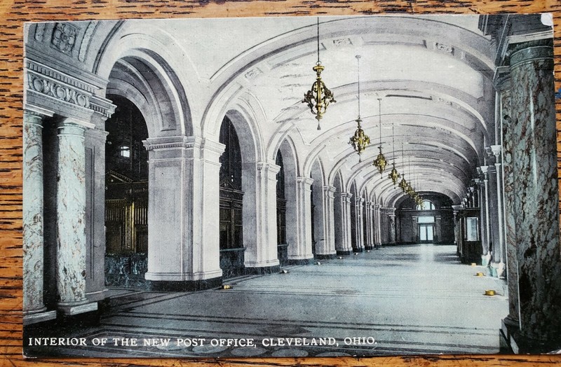 CLEVELAND Ohio Postcard Post Office interior OH Vintage 1912
