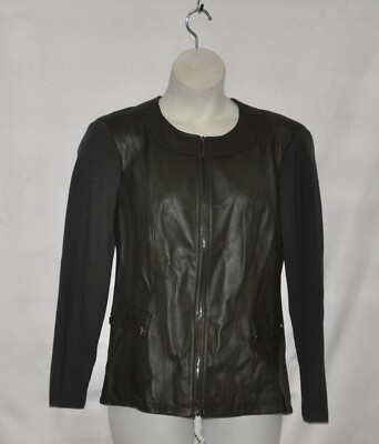 Linea by Louis Dell'Olio Lamb Leather Jacket with Knit Sleeves Size 20W Olive