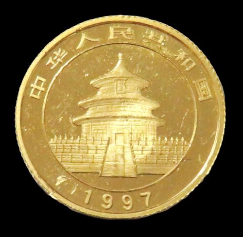 1997 GOLD CHINA PANDA YUAN 1/10oz UNSEALED NOT PERFECT SCARCE DATE COIN - Picture 2 of 2