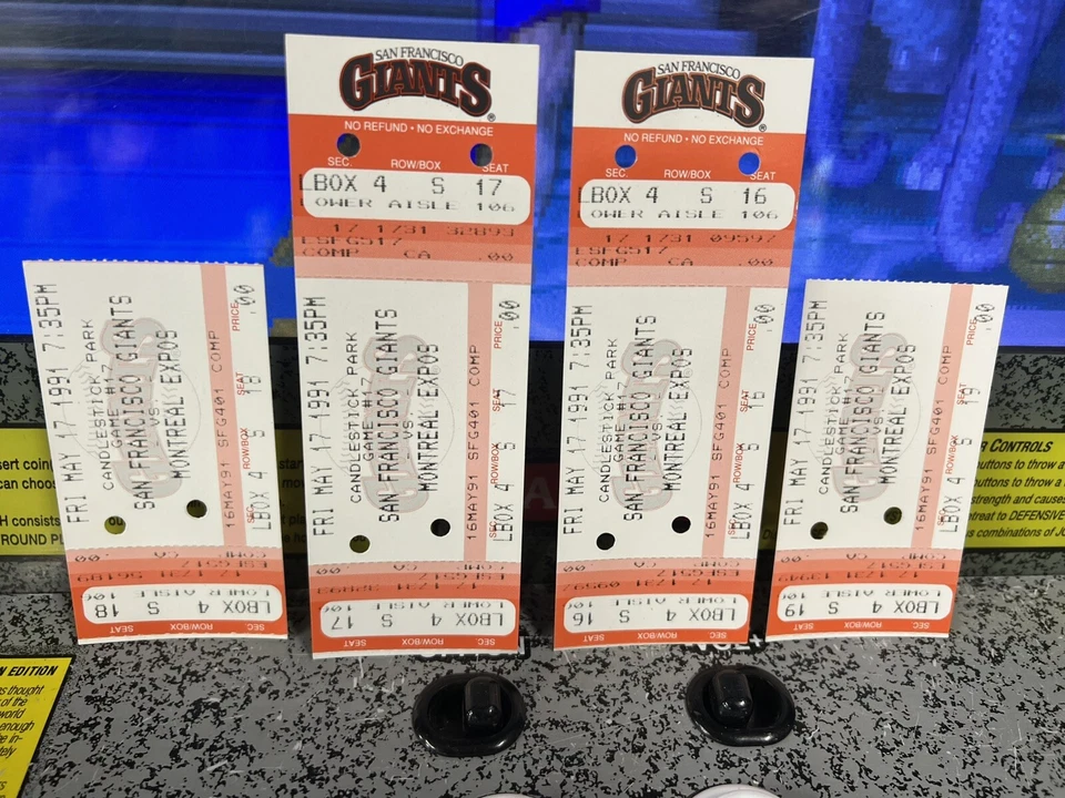 Ticket Lot of 4: 5/17/1991 SF Giants vs. Montreal Expos HOF Larry Walker GW HR - Image 3 of 3