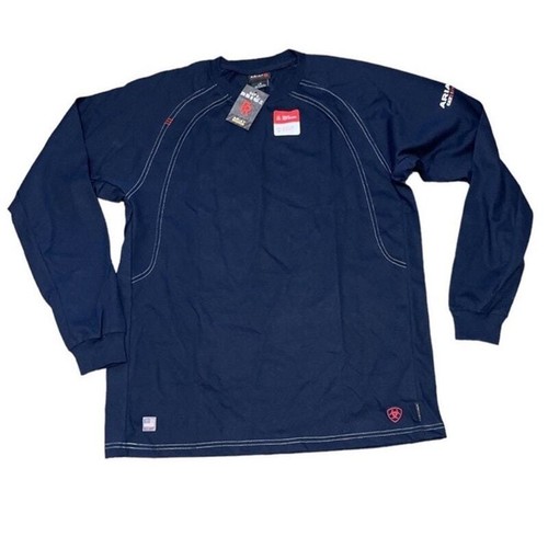 ARIAT Men's Fire Resistant Long Sleeve Cat 2 Crew Neck Shirt Navy Blue