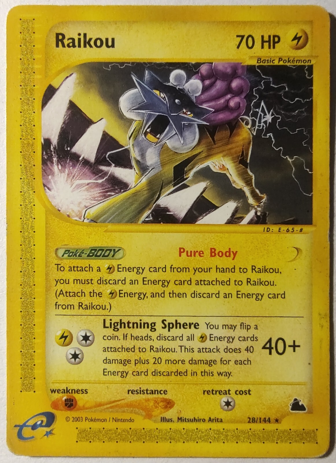 Raikou 28/144 - Pokemon Rare - e-Card Series Skyridge 2003 - MP