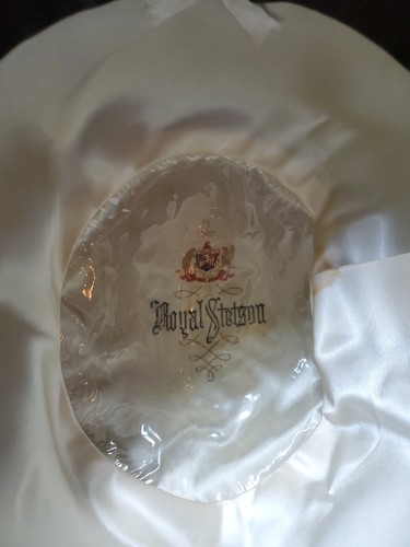 Royal Stetson vintage hat 7? - 7 1/4? Beige thin ribbon, replaced sweatband - Picture 10 of 21