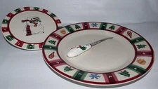 Pfaltzgraff Snow Polar Bear Holiday Christmas Cheese & Chop Charger Plate Knife