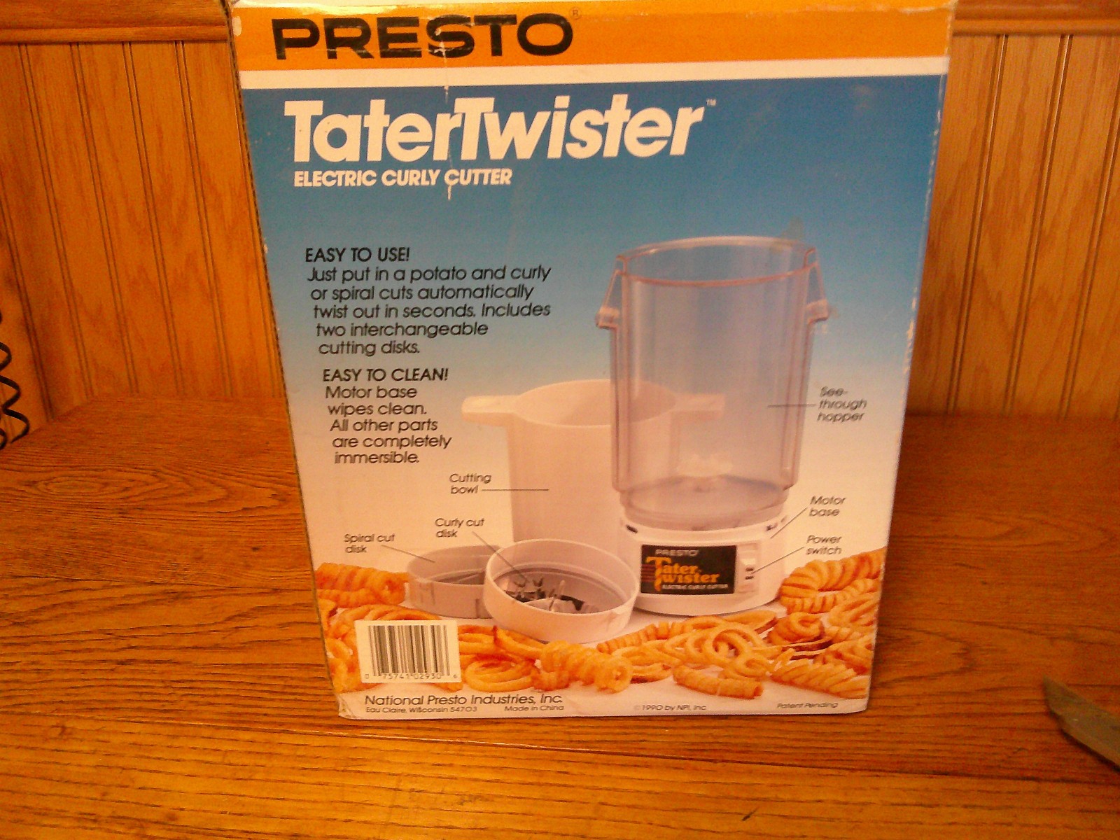 Vintage Unused Presto Tater Twister Electric Potato Curly Spiral Cutter