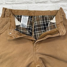 Carhartt Work Pants Men 34x34 Tan Flannel Lined Duck Loose Original Fit B111 BRN