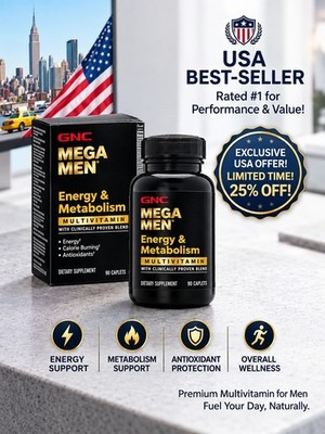 GNC Mega Men Sport Multivitamin 180 Tablets Men's Vitamins Energy & Metabolism