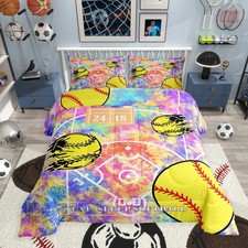 Softball Comforter Set Twin Size Bedding Set Sports Theme Kids Room Decor