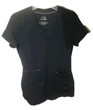 White Cross FIT Scrub Shirt Women's XS Stretch Athletic Uniform Black