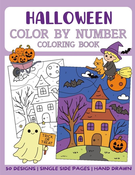 Halloween Malbuch Nach Zahlen FüR Kinder, 50 GroßE Seiten, Ausmalbuch-image