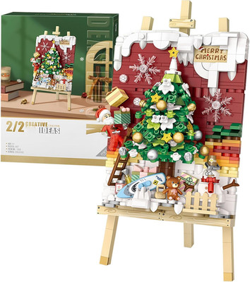 Mini Building Blocks Christmas 3D Painting Model Set,Creative DIY Simulation Par
