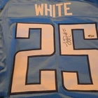 LenDale White Tennessee Titans Jersey Autographed, PIA Certified, NFL, White #25
