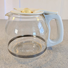 Mr. Coffee 12-Cup Glass Coffee Maker Carafe w/ Lid, White Handle, Clear