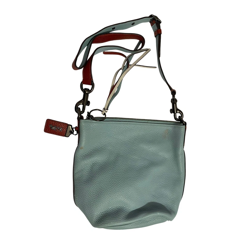 Coach Light Blue & Cream Leather Crossbody Bag – Authentic & Stylish 