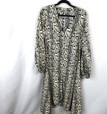 Show Me Your Mumu Dress Women Medium Black Tan Snakeskin Print Statement Animal