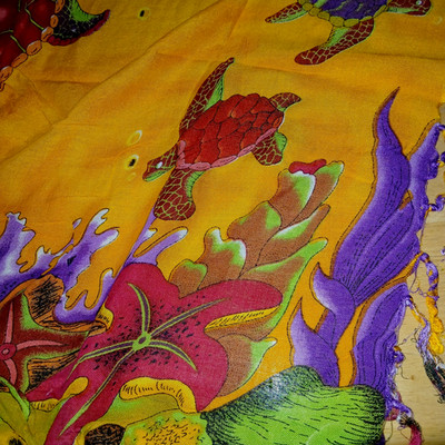 MODA INDIA ORANGE/YELLOW BEACH WRAP W/FRINGE-100% VISCOSE-BARELY WORN