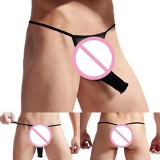 Cute and Comfy Men's Black Gstring Underwear with See Through Fabric Design