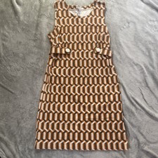 Banana Republic Sleeveless Stretch Sheath Dress 6 Brown Orange Geometric