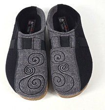 Haflinger Womens MAGIC SWIRL Black Gray Wool Clogs Slippers Sz 41 /US 10