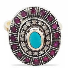 Gorgeous 0.80ctw Rose Cut Diamond Gemstone Studded Silver Victorian Ring Jewelry