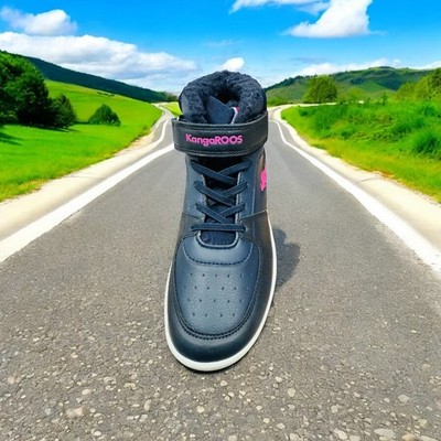 KANGAROOS K-CP Bound Mid EV Kids Trainers in DK Navy/Daisy Pink