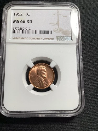 Beautiful High Grade 1952 Lincoln Cent.  NGC GRADED MS66 RED