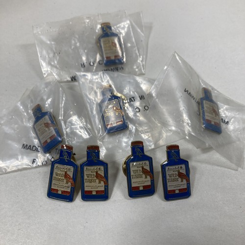 Lot Of 8 Wild Turkey Whiskey Bottle Vintage Collectible Lapel Hat Pin Enamel.
