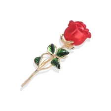 Floral Elegant Red Rose Shape Brooch Pin Women Mothers Day Accessory Jewelry