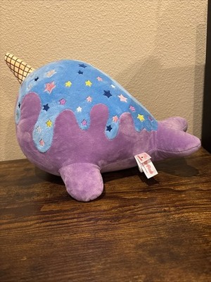 NWOT Tasty Peach Studios BLUE MOON NOMWHAL 15'' x 8'' Narwhal Whale Plush