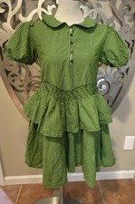 NWT Urban Outfitters Claire Ruffled Babydoll Mini Dress Blue Hreen Gingham XS