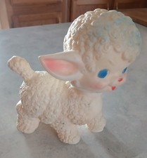 Vintage MCM Baby Lamb Rubber Toy Retro The Sun Rubber Co. 1955