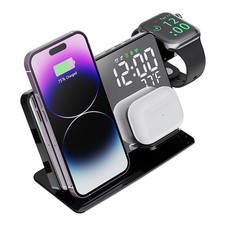   6-in-1 Wireless Charging Station Charger Clock for iPhone 17 16 15 Apple Watch