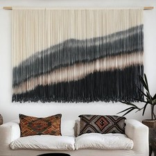 Large Macrame Wall Hanging Dip Dyed Boho Wall Decor For Living Room Bedroom E...