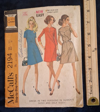 Vintage McCalls 2194 Step-by-Step Shift Dress...