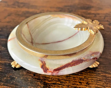 Vintage Marble and Brass Ashtray Beautiful design in Stone  MUST SEE