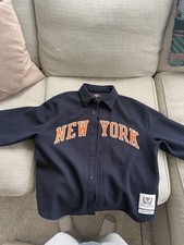 Kith for the New York Knicks Felted Jersey Apollo Shirt Jacket Navy