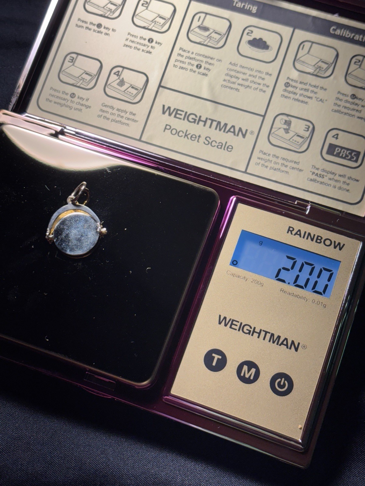 14K Solid Gold Spinner Pendant - image 3