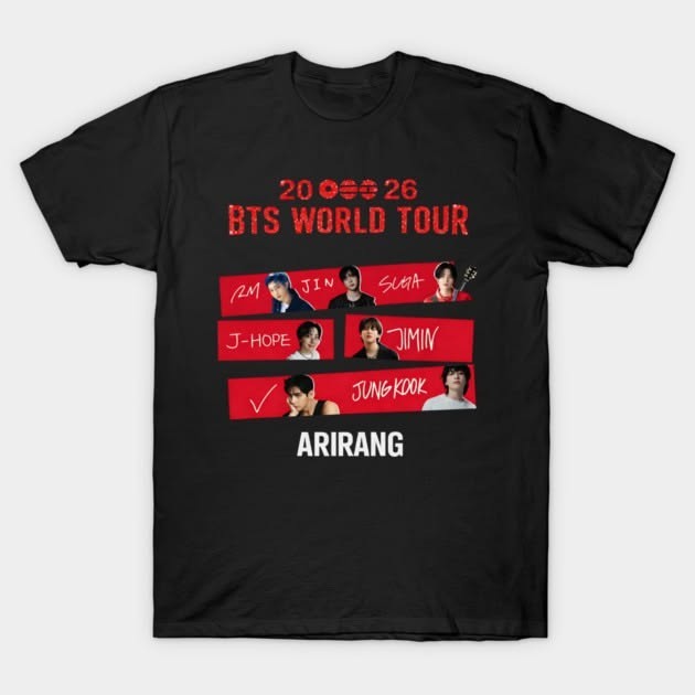 BTS World Tour 2026 Arirang Member Lineup Kpop T-shirt | eBay
