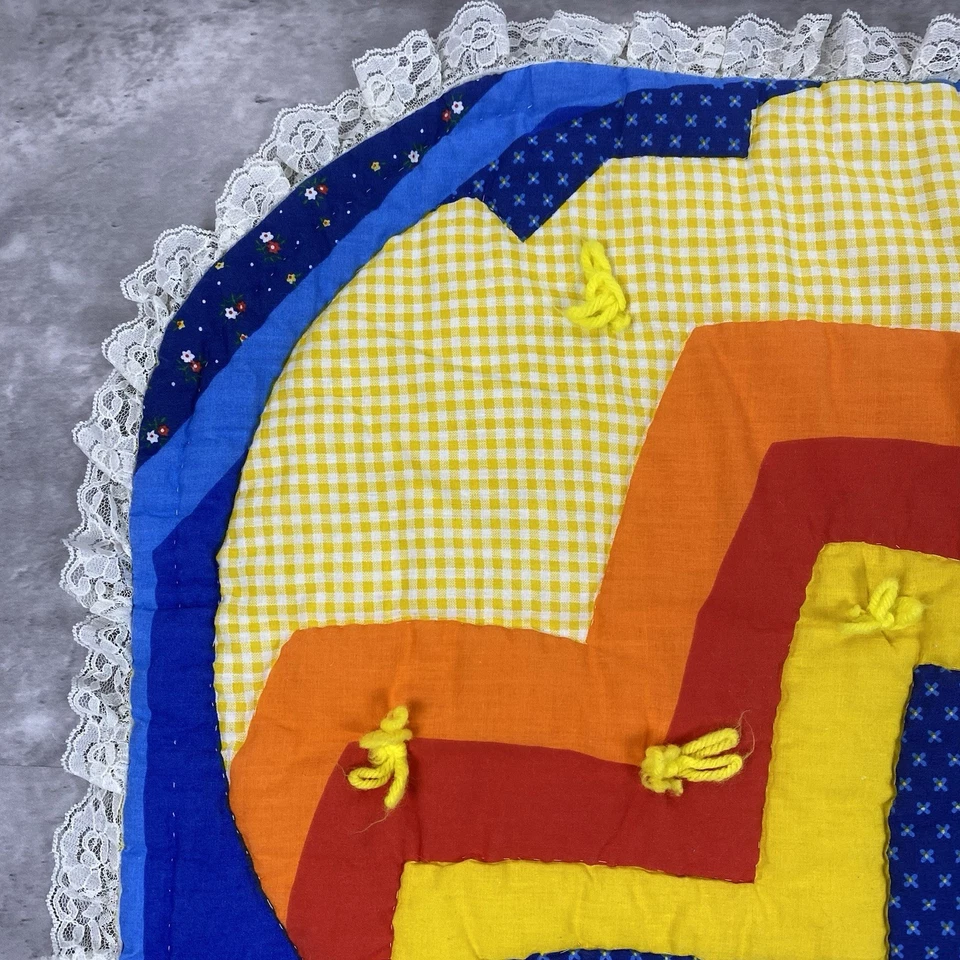 MANTA EDREDÓN CUNA BEBÉ VINTAGE AÑOS 70 80 EDREDÓN OSO CONEJO FLORES ARCO IRIS Foto 3 de 4