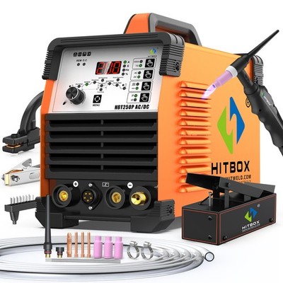 HITBOX AC/DC WIG Puls Schweißgerät 230V mit 200A WIG MMA mit Fußpedal Neu