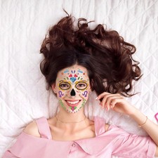 13 Sheets Skull Skeleton Face Sticker Waterproof Decals for Halloween Carnival