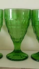 Lot of 3 Hazel Atlas Colonial Block Green Uranium Glass Goblets Depression