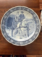 Delfts Blue Boch Hanging Wall Plate Horse Carriage Couple 15"