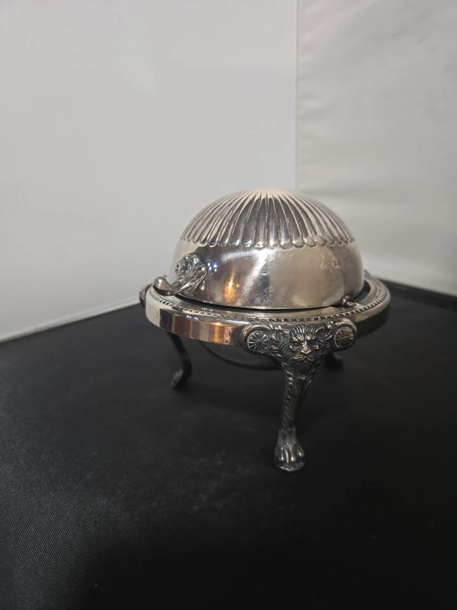米国老舗 F.B. Rogersのライオン足とライナー付 バターディッシュ FB Rogers Silver Coin Antique US Silver-Plated Butter Dishes for