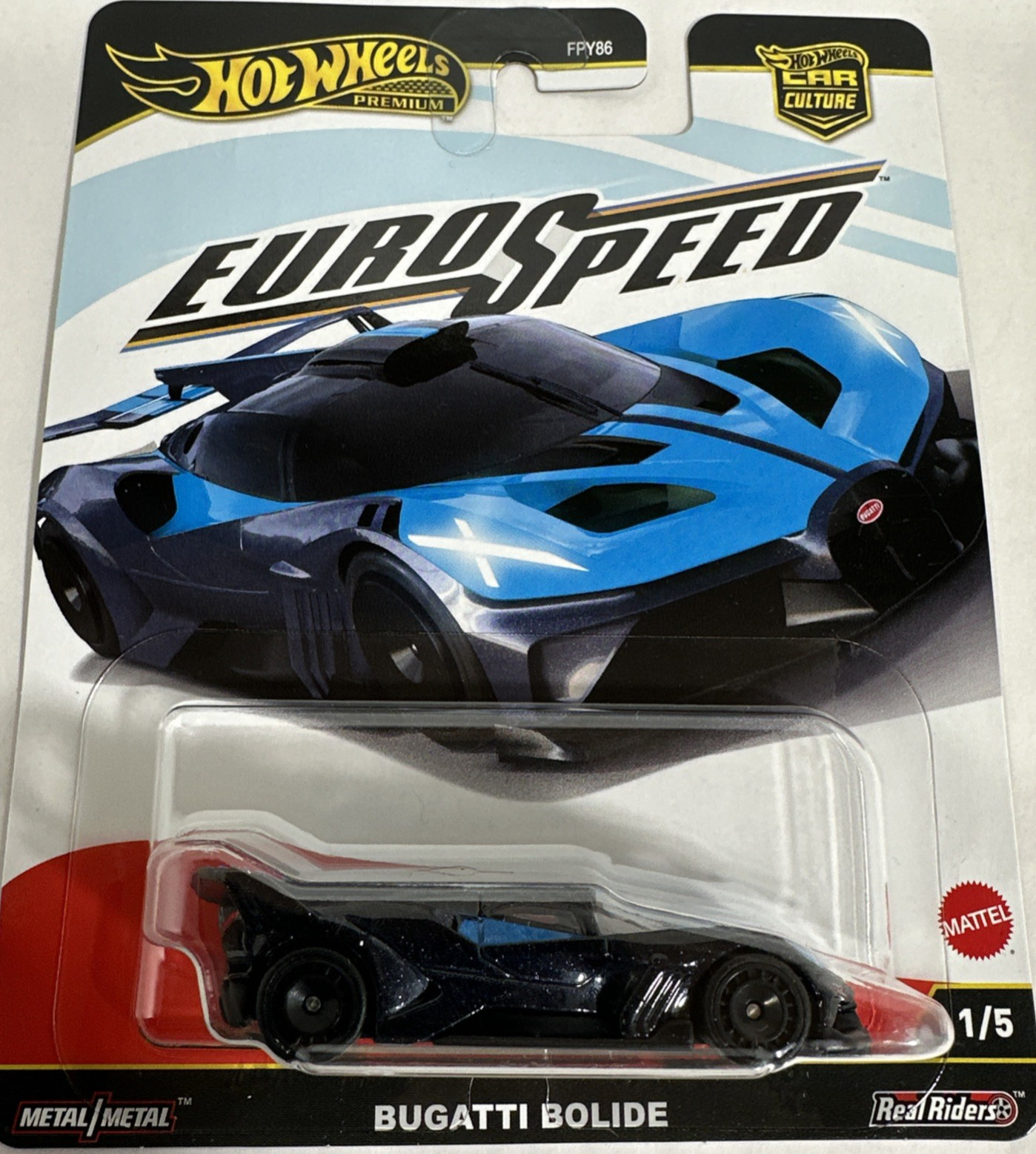 Bugatti Bolide #1of5 Black/Blue Euro Speed Hot Wheels Pop Culture New in Package